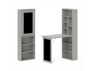 Bureau mural rabattable en mdf et bois de pin, table suspendue avec étagère et tableau noir, pour petits espaces
