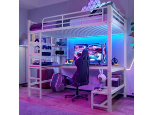 Lit mezzanine 90x200 cm <strong>SAPGAKS</strong> <strong></strong> coloris blanc