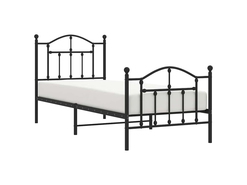  Lit simple- lit adulte -  cadre de lit métal sans matelas avec pied de lit noir 90x200 cm  - Conforama C