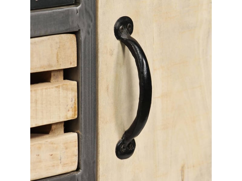  Buffet - bahut - meuble de rangement bois de manguier massif et acier 65x33x76 cm  - Conforama D