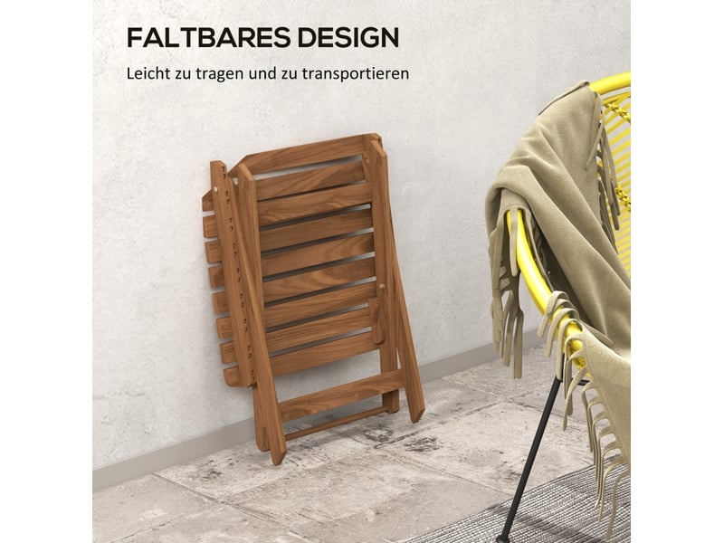 Table d'extérieur pliante lot de 2 avec plateau à lattes en bois d'acacia pour terrasse et jardin marron - Conforama E