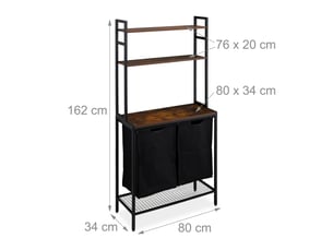 Meuble à linge pratique avec sacs amovibles rangement 120 x 60 x 30 cm en bois noir 13_0014703