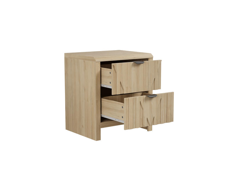 Table de chevet coloris chêne poignées en métal 48 x 40 x 55.5 cm W3180P512004 - Conforama B