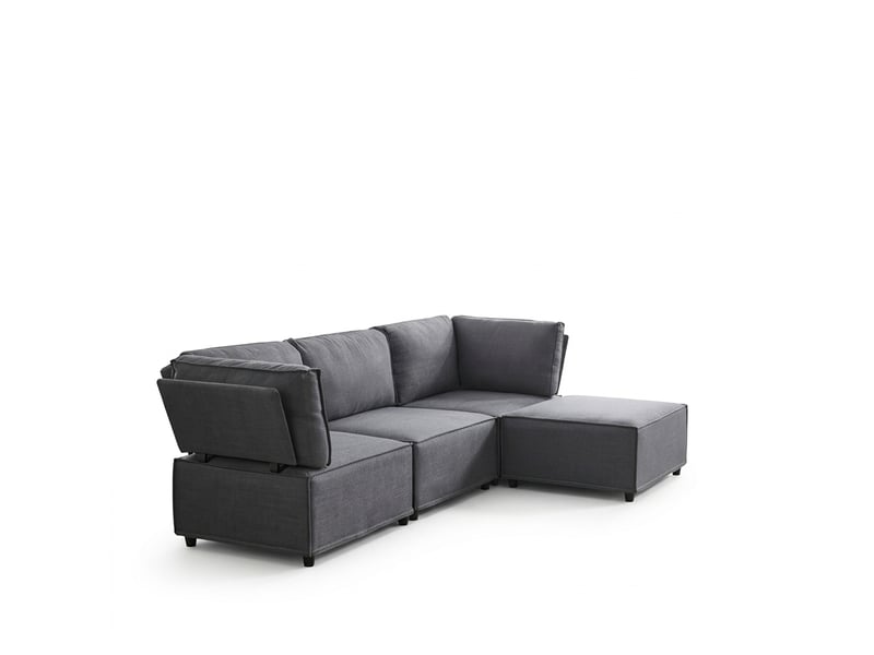  Canapé convertible modulaire 4 places fonction couchage 238 x 154 x 75 cm style minimaliste sans accoudoirs  - Conforama A