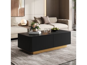 Table basse rectangulaire coloris noir <strong>OKMYHOME</strong> <strong></strong> - 50 cmx110 cm