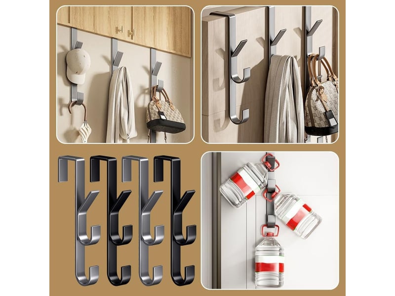  4 pcs crochets de porte, crochet de vertical à suspendre, à vêtements pour et armoire, pour suspendre des objets chambre, multicolore  - Conforama D