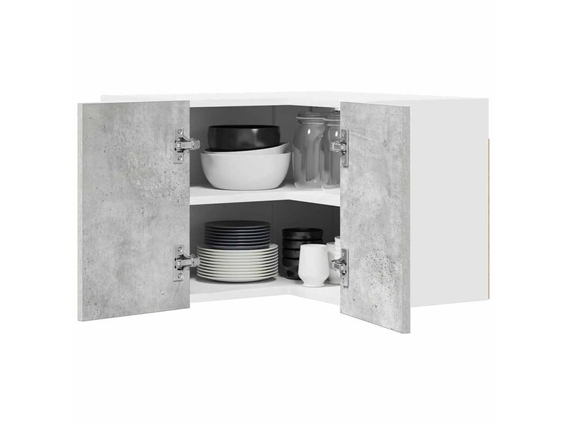  Meuble de rangement, armoire suspendue gris béton et blanc 57x57x40cm  - Conforama C