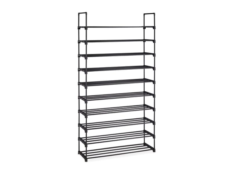  Étagère à chaussures modulable salon dressing 175,5 x 93 x 30,5 cm système emboîtable design moderne en acier noir 13_0011370  - Conforama A