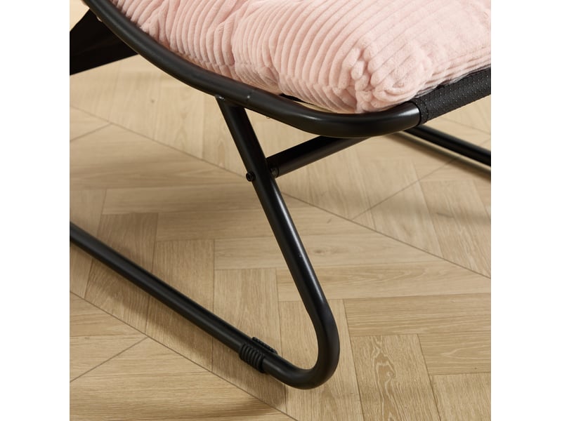  Fauteuil de jardin avec repose-pieds 65x78x86 cm – rose et noir – coussin épais et structure acier  - Conforama E