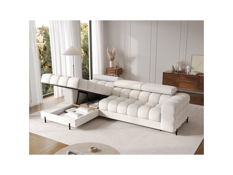 Canapé d'angle gauche convertible blanc style épuré 285x99x181cm filtro - Conforama C