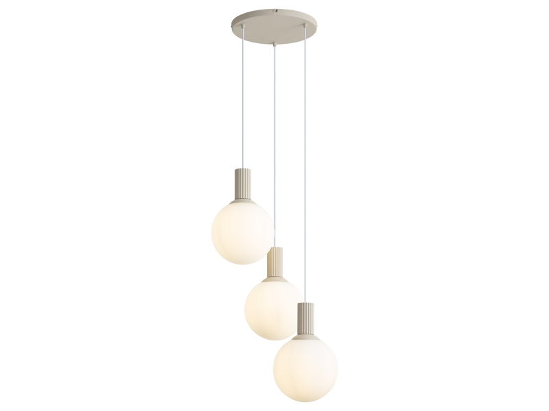  Suspension scandinave beige avec verre opale 3 lumières - polly  - Conforama A