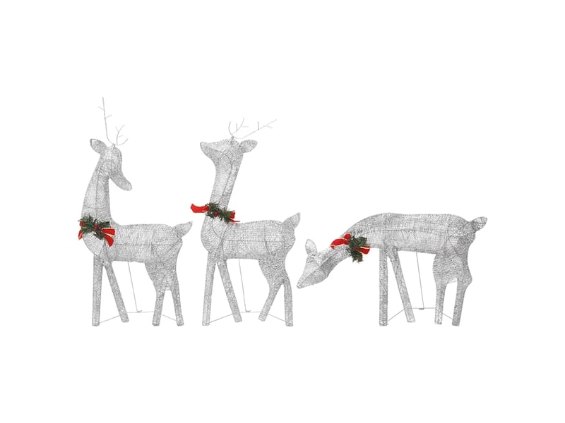  Famille de rennes de noël 270x7x90cm argenté blanc froid maille  - Conforama C