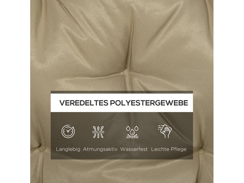  Coussin de banc 3 places 150 x 98 x 8 cm en polyester beige avec 6 liens, pour intérieur et extérieur  - Conforama E