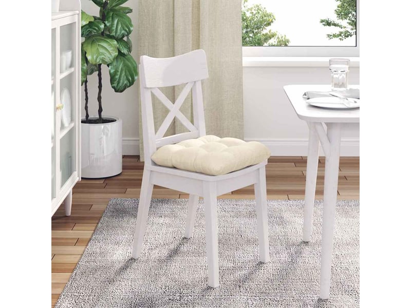  Lot de 4 coussins de siège, coussins décoratifs tissu en velours côtelé crème 40 x 40 cm cf59982  - Conforama D