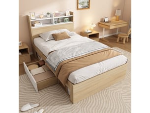 Lit simple 90x200 cm coloris naturel