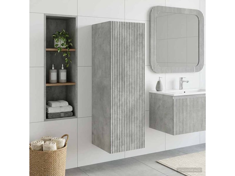  Cabinet salle de bain mural, meuble de rangement gris béton 33x34.5x100 cm shl5372  - Conforama B