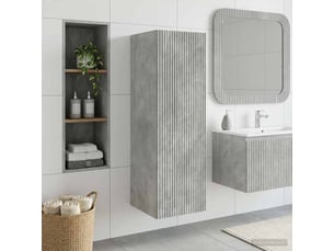 Cabinet salle de bain mural, meuble de rangement gris béton 33x34.5x100 cm shl5372