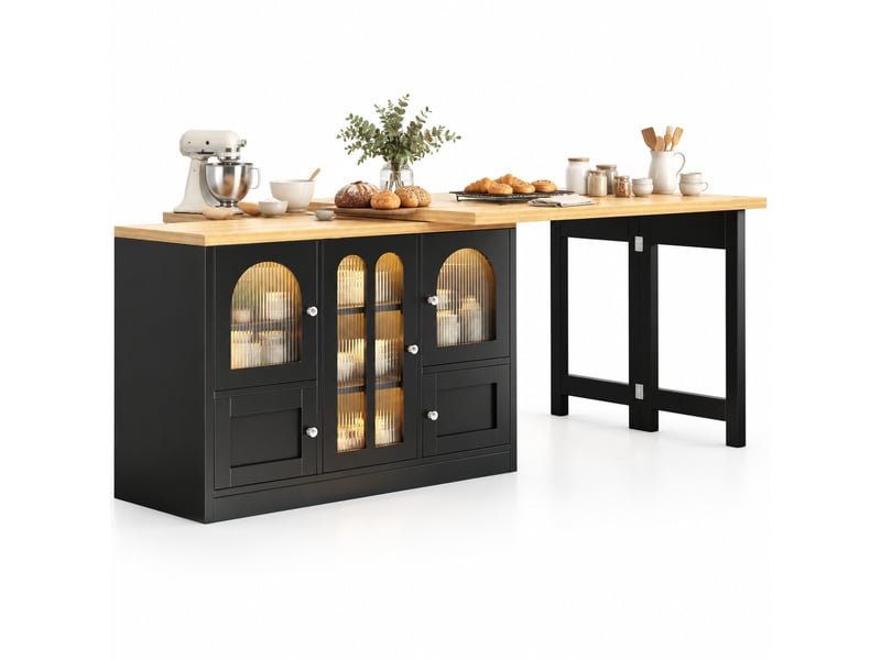 Buffet extensible modenvie table à manger 120-197 x 40 x 72 cm mdf noir led rgb - Conforama A