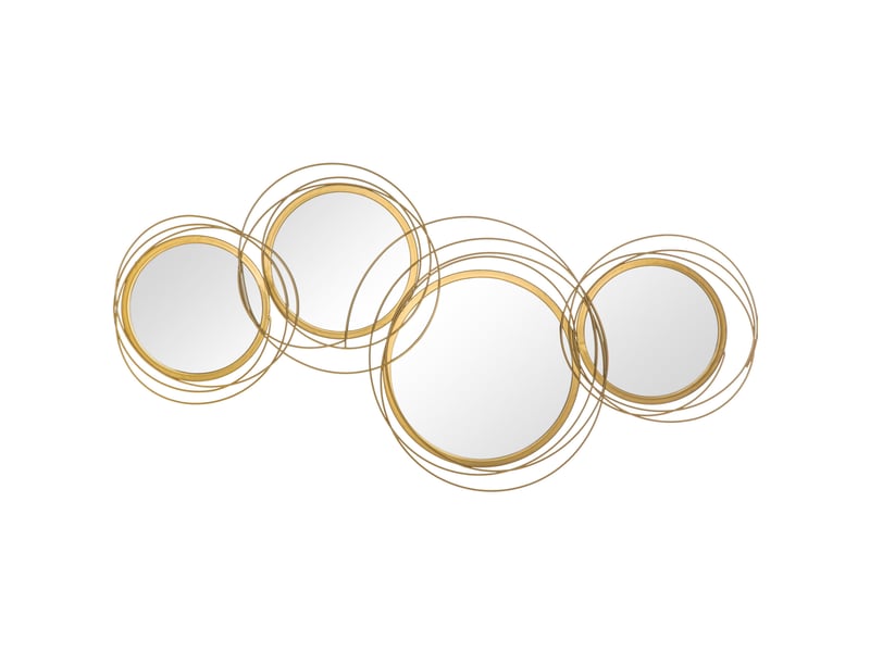  Lot de 4 miroirs muraux ronds 107x56 cm dorés en métal, décoration murale pour salon, chambre ou bureau  - Conforama A