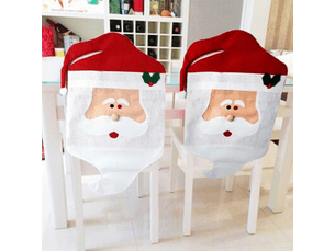 Lot de 2 housses de chaises de noël ornées d'un motif de père noël et d'un bonnet rouge, idéales pour les décorations de noël dans les restaurants, les h