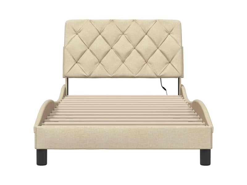  Lit simple- lit adulte -  cadre de lit avec led sans matelas crème 100x200 cm tissu  - Conforama D