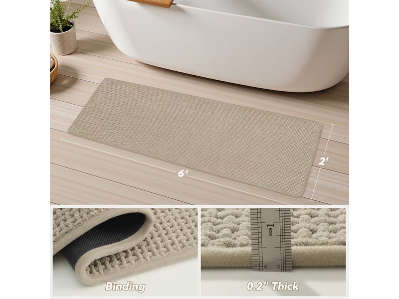  Tapis de bain en chenille antidérapant - 24 x 59 pouces - beige  - Conforama E