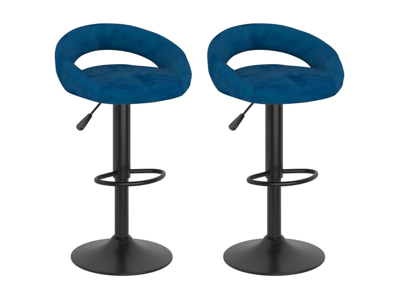  Lot de 2 tabouret de bar, chaise de bar bleu velours shl22264  - Conforama B