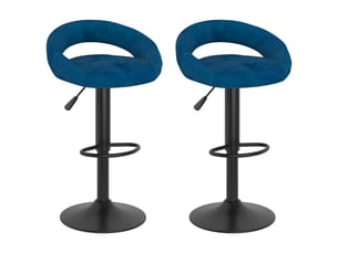 Lot de 2 tabouret de bar, chaise de bar bleu velours shl22264
