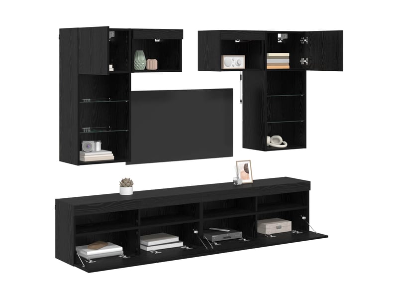  Lot de 6 meuble tv mural, meuble tv suspendu chêne artisanal bois d'ingénierie shl68908  - Conforama C