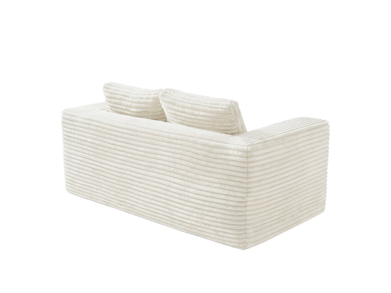  Canapé deux places beige en velours côtelé, canapé moderne sans montage avec assise profonde pour petit appartement, chambre ou bureau  - Conforama R