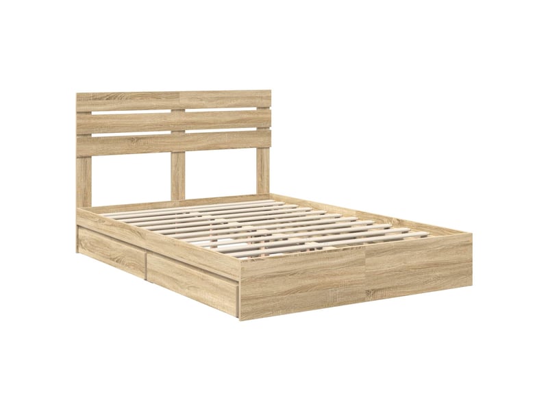  Lit double- lit adulte -  lit de rangement chêne sonoma 160 x 200 cm bois d'ingénierie  - Conforama C