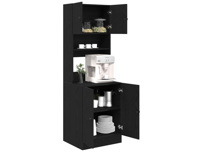 Buffet de cuisine, buffet haut chêne noir 60x50x180cm - Conforama A