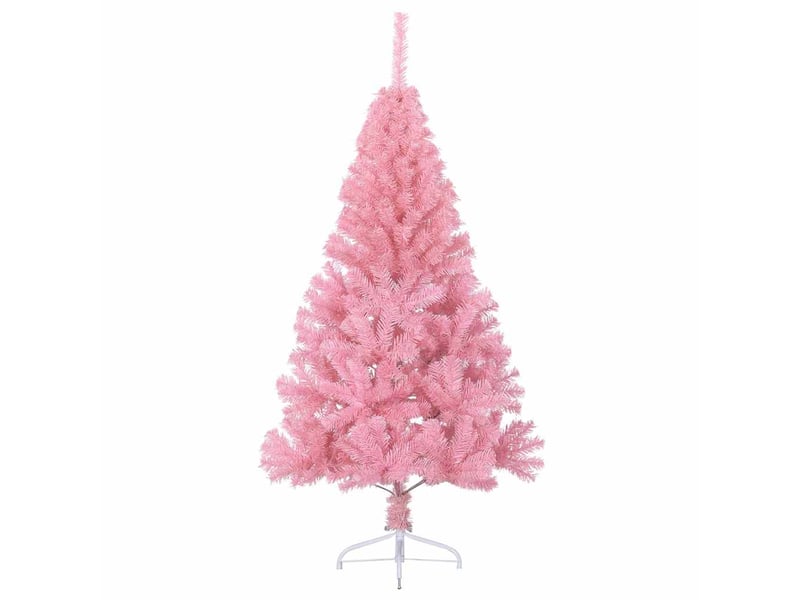  Demi sapin de noël, arbre de noël artificiel avec support rose 150 cm pvc  - Conforama E
