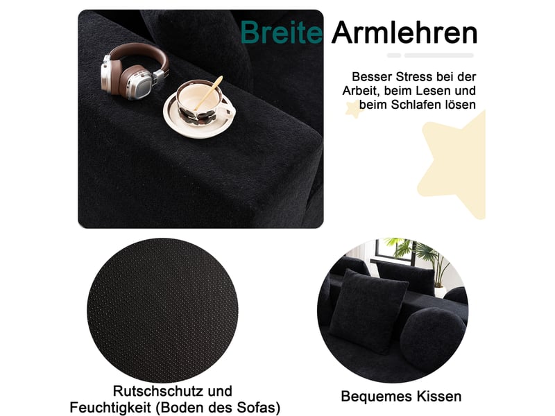 Canapé modulable, canapé de salon — style cloud, sans montage, en tissu chenille, sans cadre - Conforama C