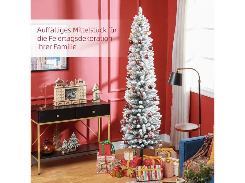  Sapin de noël 210 cm, guirlande lumineuse led, éclairage artificiel, ignifugé, base en métal, vert  - Conforama D