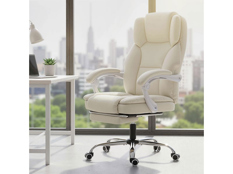  Chaise bureau ergonomique, fauteuil de bureau avec dossier inclinable, hauteur réglable, 64x73x112-120cm, beige  - Conforama D