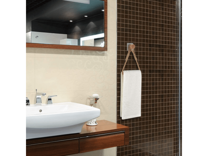  Support de rouleau de serviette toilette, porte-serviette en corde de chanvre, auto-adhésif porte papier toilette  - Conforama D