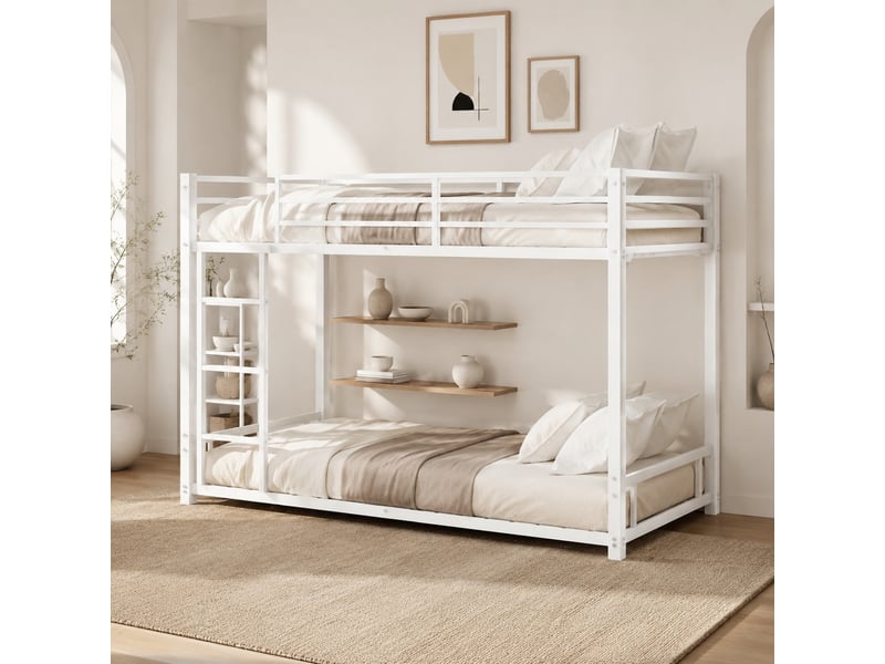 Lit superposé en métal 2 couchages 90x190 cm blanc - Conforama C