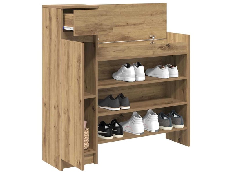  Meuble à chaussures, armoire à chaussures chêne artisanal 100,5x28x100 cm  - Conforama C