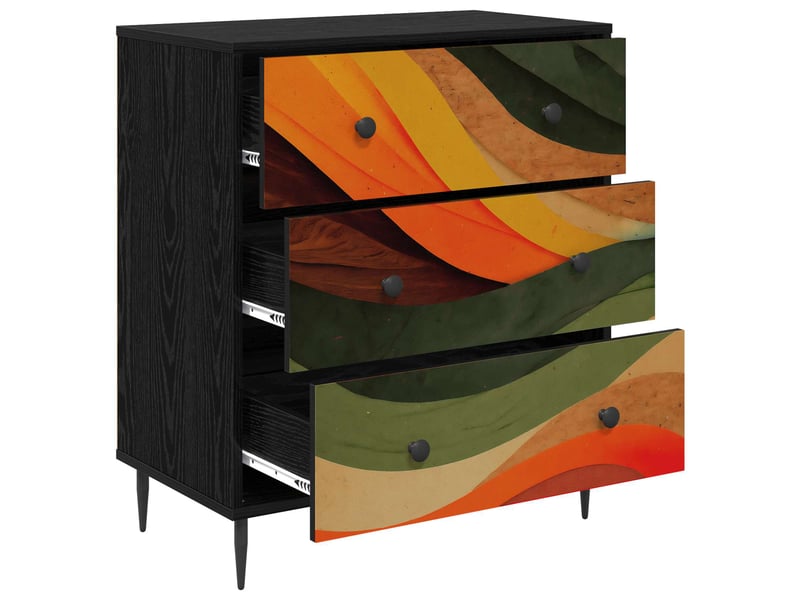  Commode chambre, meuble de rangement bonn impression vagues rétro 66 x 36,5 x 76 cm  - Conforama C