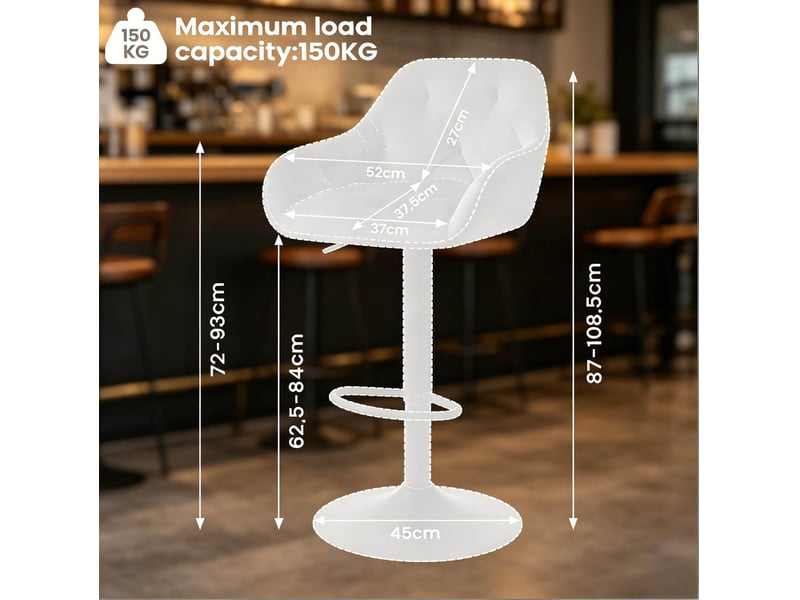 Lot de 2 tabourets de bar réglables et pivotants en velours gris foncé - Conforama E