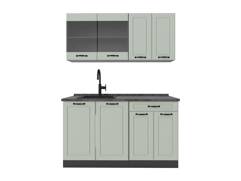  Vicco cuisine, mint campagneanthracite, 140cm plan de travail anthracite  - Conforama A