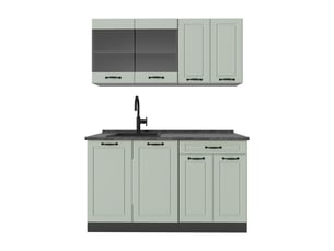 Vicco cuisine, mint campagneanthracite, 140cm plan de travail anthracite