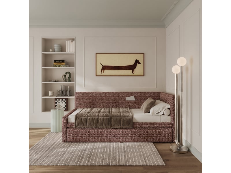 Selsey nesmi - lit rembourré - 90x200 cm - tissu tressé marron Nesmi - Conforama C