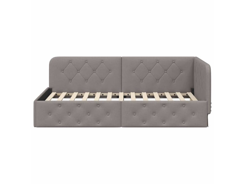 Lit simple- lit adulte - cadre de lit d'angle taupe 100 x 200 cm tissu - Conforama D