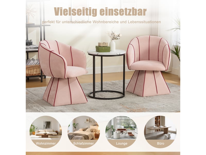 Fauteuil pivotant,56x54x74,5 cm,avec dossier haut ergonomique,chenille,rose - Conforama E