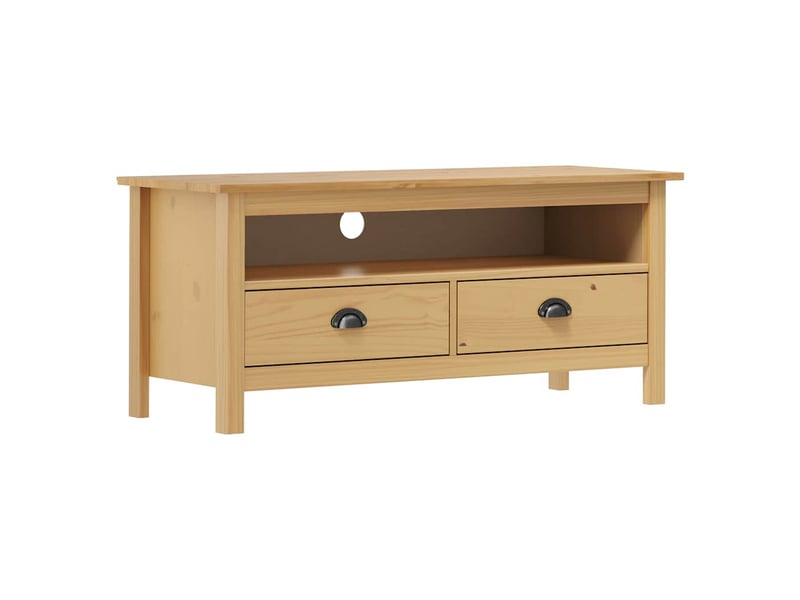  Meuble tv - banc tv - meuble de rangement hill range marron miel 110x40x47cm bois de pin solide  - Conforama B