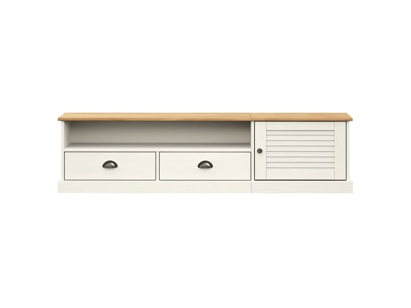 Meuble tv - banc tv - meuble de rangement vigo blanc 156x40x40 cm bois massif de pin  - Conforama E
