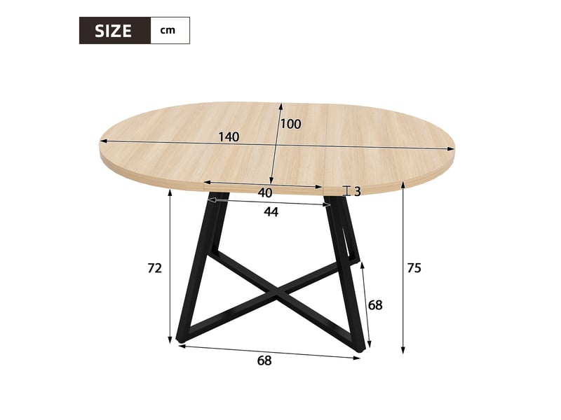  Table à manger extensible 100140 x 100 cm, 4 à 6 personnes, coloris chêne Jamama eleni - Conforama C