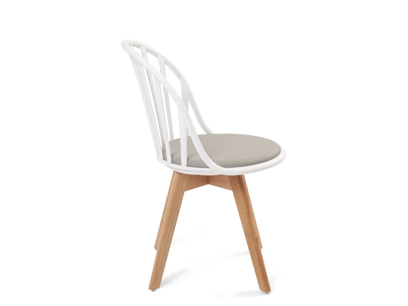  Lot de 2 chaises bistrot scandinaves bold blanches et grises à barreaux avec assise en simili cuir et pieds bois  - Conforama R